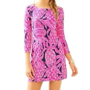 Lilly Pulitzer Ophelia Dress Bright Navy Coco Safari Pineapple Size Small Career